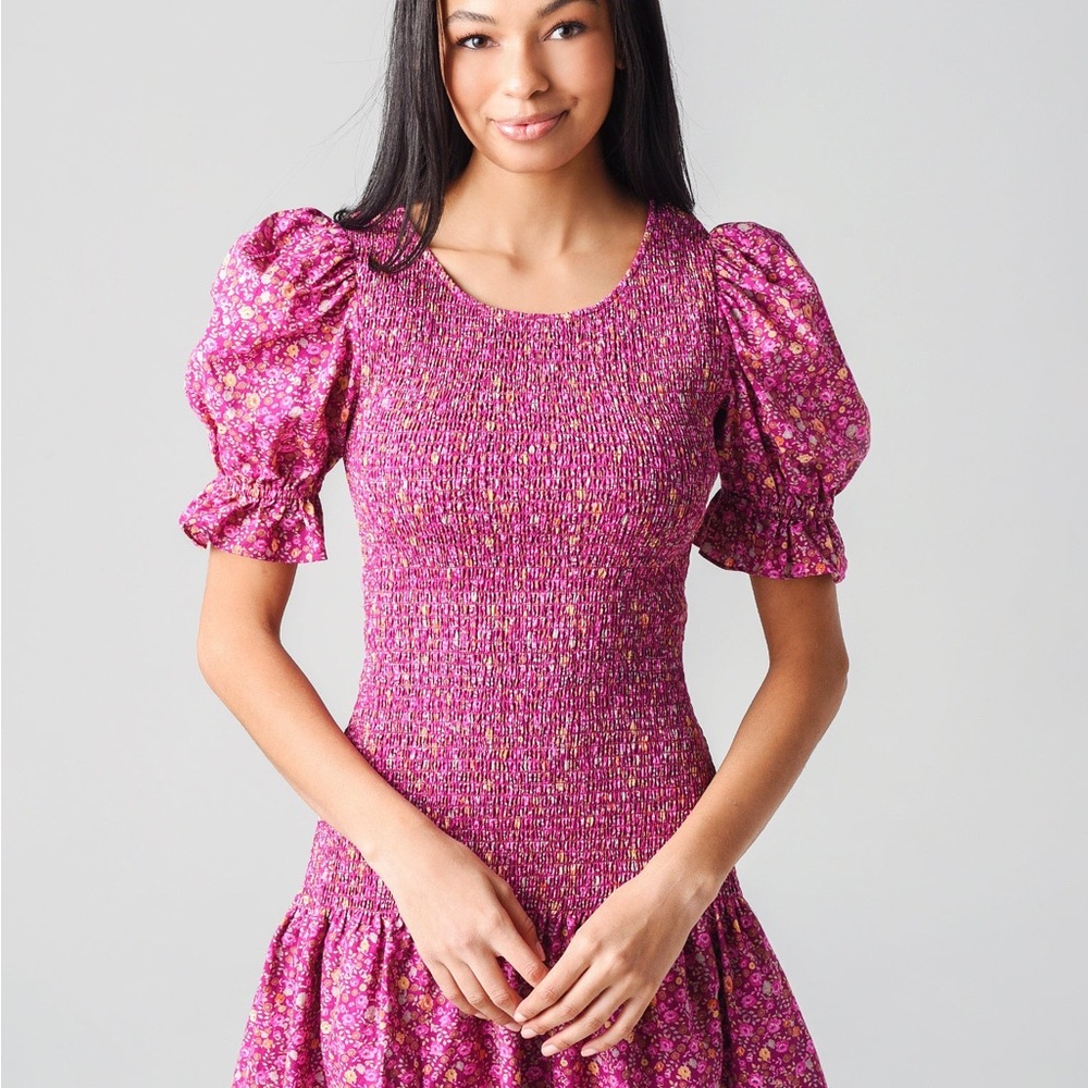 LoveShackFancy Luppa Mini Dress with Puff Sleeves